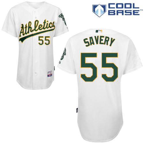 Joe Savery #55 MLB Jersey-Oakland Athletics Men's Authentic Home White Cool Base Baseball Jersey